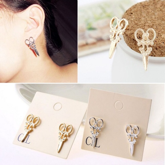 Jewelry - Ornate Small Scissor Stud Earrings